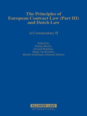 cover image of The Principles of European Contract Law (Part III) and Dutch Law
